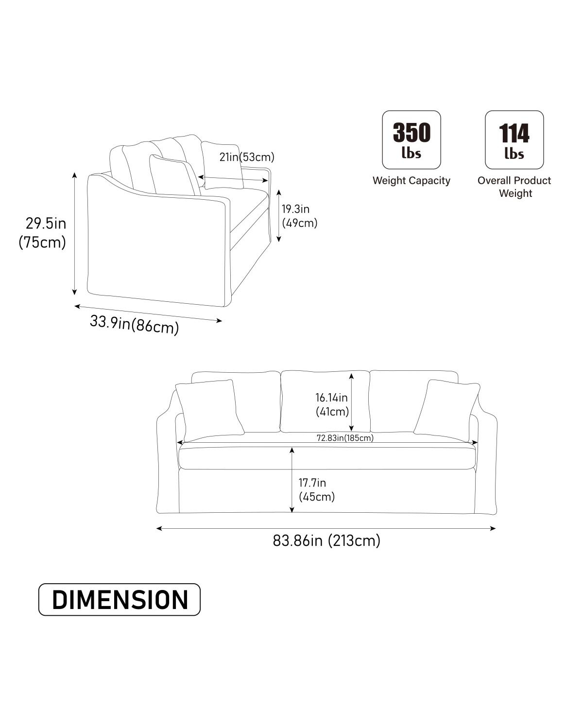 Streamdale Furniture Modern Casual Chenille Sofa, Deep Seat, Three-Seater, Removable Cover, Beige