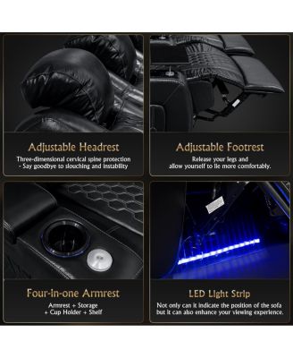 93.3" Power Recliner 3 PC, Top-Grain Nappa, Smart Charging, RGB LED