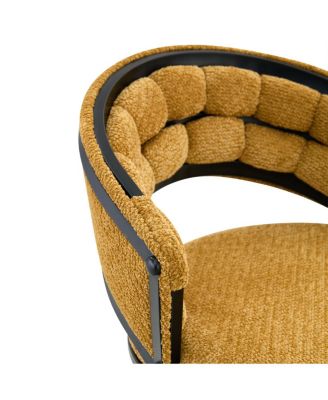  Set of 2 Yellow Velvet Bar Stools with Black Iron Legs