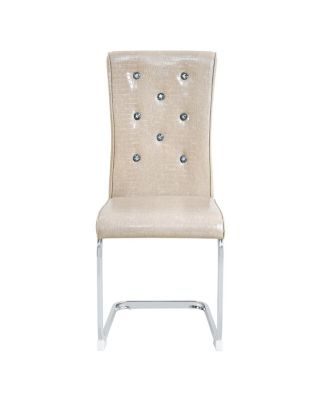  Set of 4 Retro Alligator Upholstered Dining Chairs with Crystal Buckle & Faux Leather