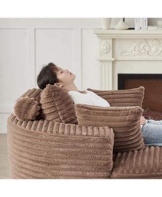 Corduroy Sponge Single Sofa, No Assembly Required, Modern Sleeper Chair