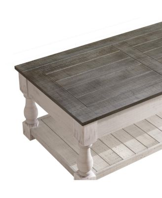 Farmhouse Lift Top Coffee Table with Storage - Handcrafted Solid Wood, Antique Gray