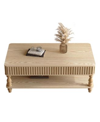 Lift Top Fluted Coffee Table with Hidden Storage, Roman Column Legs