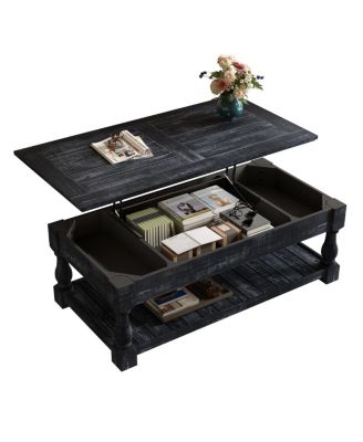 Farmhouse Lift Top Coffee Table with Storage - Weathered  Finish