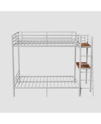 White full size bunk bed with LED light and charging socket