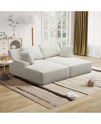 Oversized Double Chaise Lounge Cloud Plush Sofa Bed Sleeper Chair Beige