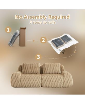 82" Modern Modular Flannelette Sectional Sofa, Oversized 2-Seater Couch, Light Camel