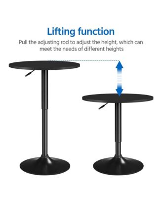 1Pc Adjustable MDF and Metal 360° Swivel Round Pub Table