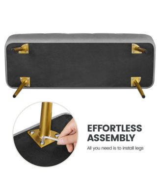 Upholstered Ottoman Footstool Bench with Storage Compartment