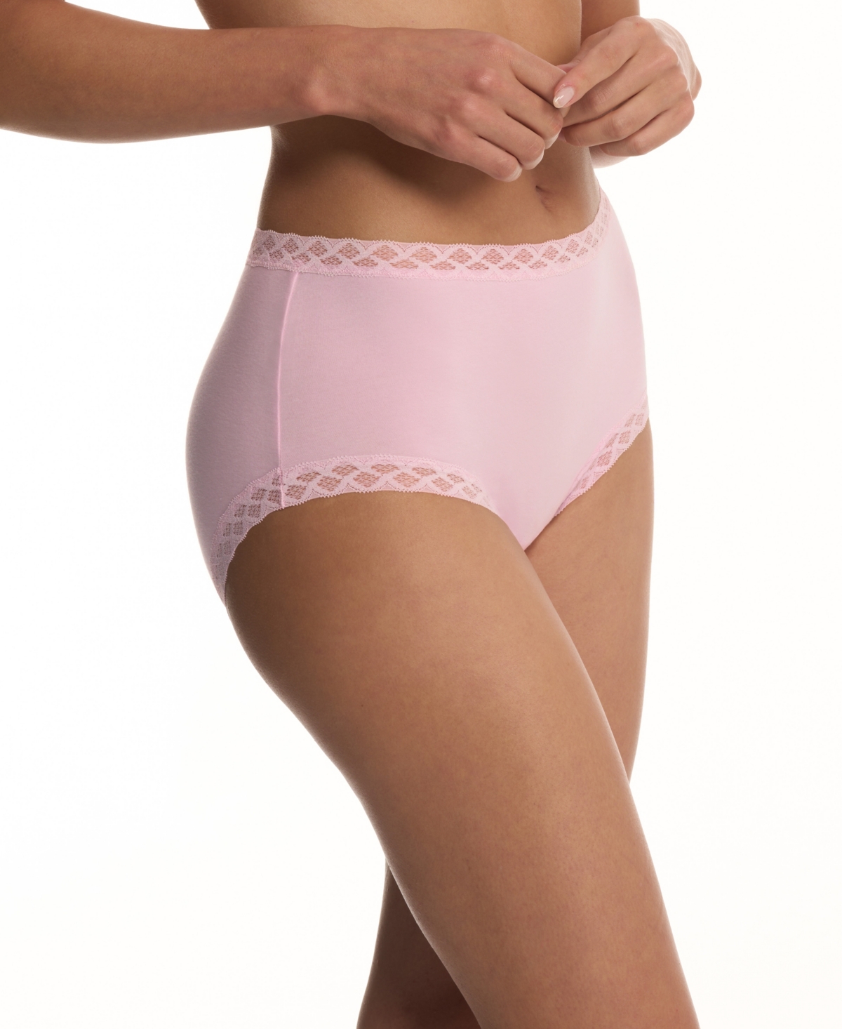 Natori Bliss Lace-Trim High Rise Cotton Brief 755058