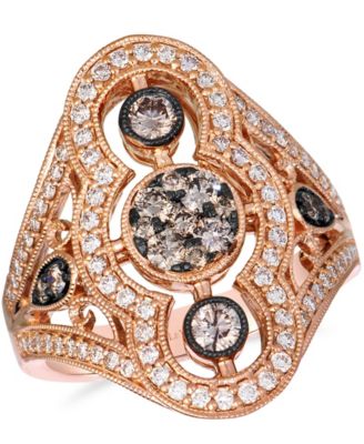 Chocolate Diamond (0.57 ct. t.w.) & Vanilla Diamond (0.48 ct. t.w.) Ring in 14k Strawberry Gold