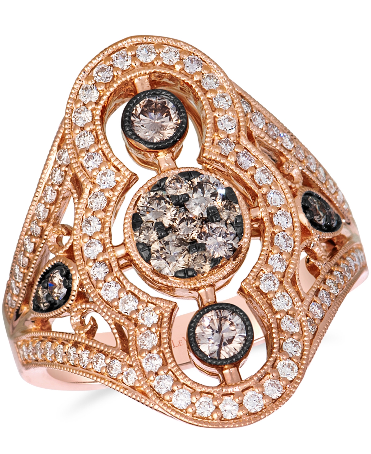 Le Vian Chocolate Diamond (0.57 ct. t.w.) & Vanilla Diamond (0.48 ct. t.w.) Ring in 14k Strawberry Gold