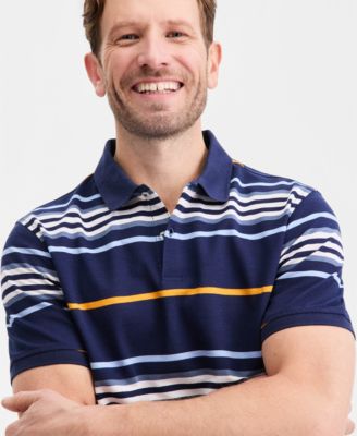 Men's Team Stripe Pique Polo Shirt