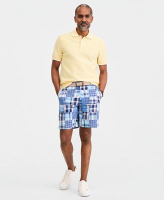 Men's Regular-Fit Madras Plaid Patchwork 9" Shorts