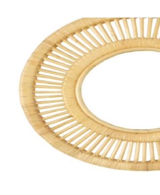 Round Wall Hanging Mirror with Rattan Frame, Boho Decorative Mirror, Natural Finish for Living Room, Bedroom & Bathroom