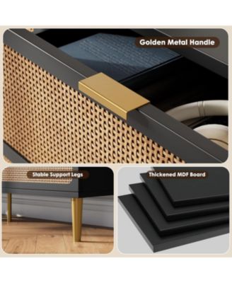 Rattan 8 Drawer Dresser for Bedroom, Tall Chest of Drawers with Deep Storage and Wide Top