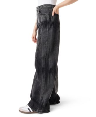 Juniors' Wide-Leg High Waist Seamed Jeans