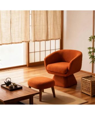 Lazy Chair with Ottoman, Modern Lounge Accent Chair, Upholstered Reading Chair