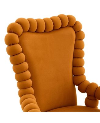 Set of 2 Orange Puffy Bubble Chairs with Gold Legs, Velvet Dining Chairs