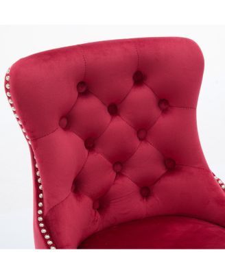 Modern Velvet Swivel Bar Stools with Button Tufting and Rivet Trim
