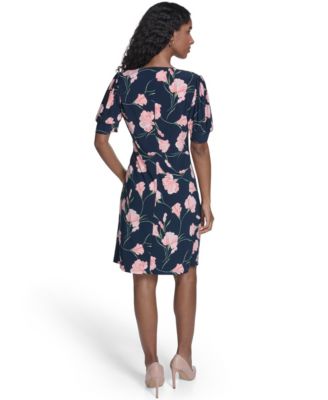 Petite V-Neck Short-Sleeve Dress