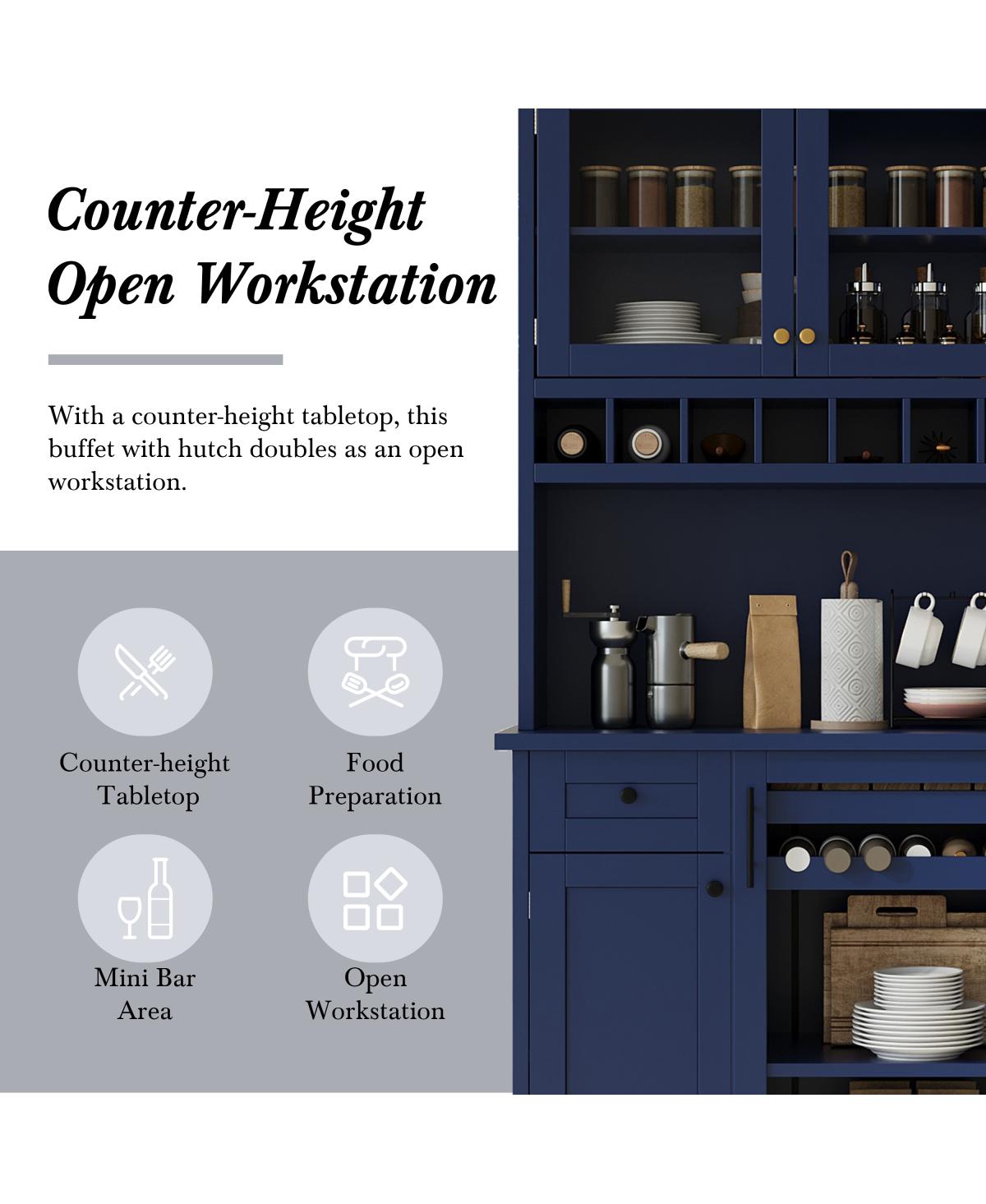 Streamdale Farmhouse Buffet with Hutch, Kitchen Pantry Storage Cabinet