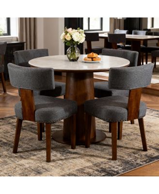 Upholstered Wooden Farmhouse Dining Chairs (Set of 2), Gray