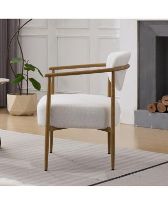 White Teddy Velvet Dining Chair (2 Sets) - Wood Grain Visual