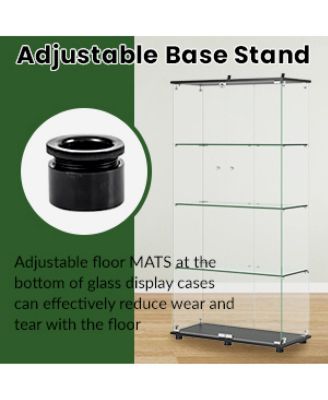 Glass Display Cabinet with Lock, 4-Shelf Double Doors