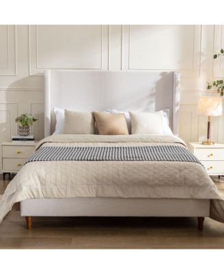 Streamdale  Furniture Harper Tall Upholstered Bed - California King, Textured Ivory Canvas