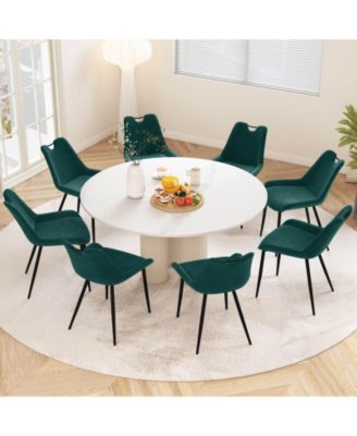 Dining Chair Set of 4 Faux Leather Upholstered Kitchen Chairs with Metal Legs