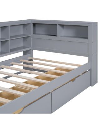 Streamdale  Furniture Wooden Twin DayBed with 2 Drawers, USB Charging Ports, Gray