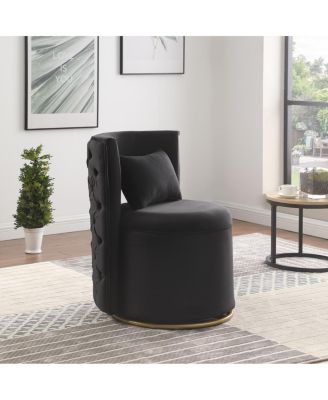 360° Swivel Velvet Accent Chair with Storage & Gold Base