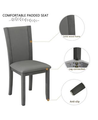 Wooden Dining Chairs Set of 4 with Padded Seat, Upholstered Side Chair