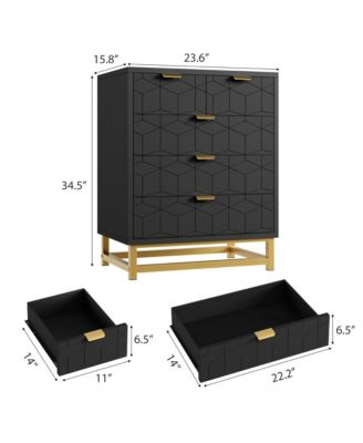 5 Drawer Dresser for Bedroom, Modern Storage Chest with Metal Base, Organizer Cabinet for Living Room