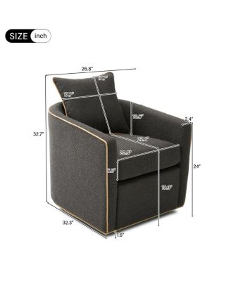 Swivel Accent Chair, Upholstered Club Barrel Sofa for Living Room, Light Gray