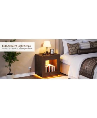 Rustic Wood End Table with Storage Shelf