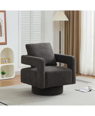 29.13" W Swivel Accent Chair, Modern Rotating Armchair, Charcoal
