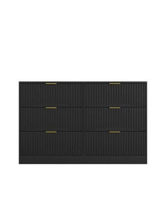 Modern 6-Drawer Wavy Pattern Dresser, Black