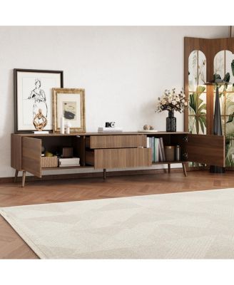 70" Fluted TV Stand with Storage Drawers & Cabinets, Modern Entertainment Center