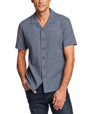 Men's Short-Sleeve Variegated Microstripe Coatfront Knit Shirt