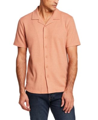 Men's Short-Sleeve Button-Down Variegated Coatfront Knit Shirt