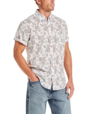 Men's Short-Sleeve Print Linen Cotton Shirt
