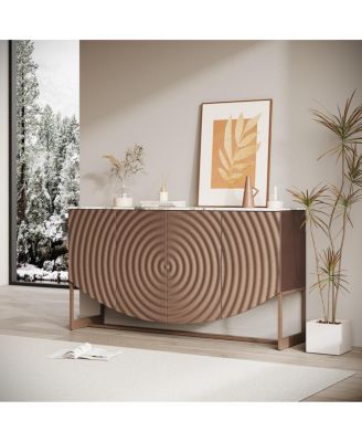 Unique 3D wave texture sideboard with marble-like countertop