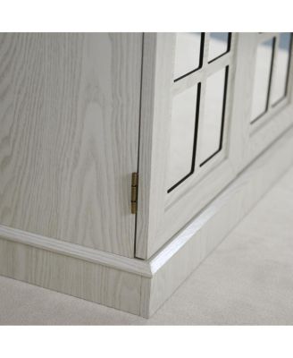 Storage sideboard cabinet with 2 mirrored doors & adjustable shelf