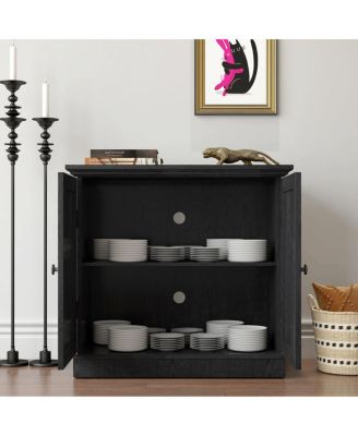 Storage sideboard cabinet with 2 mirrored doors & adjustable shelf