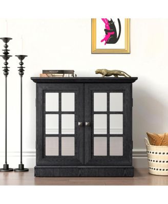 Storage sideboard cabinet with 2 mirrored doors & adjustable shelf