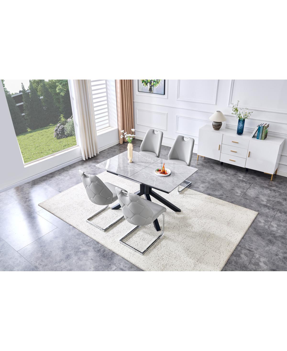 Streamdale Furniture Extendable Dining Table: Modern Mdf & Metal, Easy Assembly