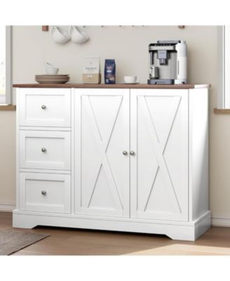 Buffet Cabinet with Storage Drawers and Doors, Farmhouse Coffee Bar Cabinet with Adjustable Shelf for Kitchen