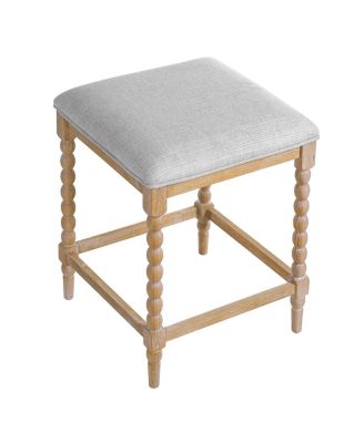 26" Counter Stools, Set of 2 Upholstered Seat, Solid Acacia Wood Frame